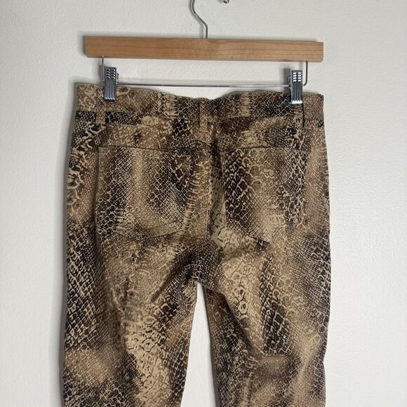 Lauren Ralph Lauren Pants Womens 4P Brown Snake Print Cotton Petite Zipper Hem - Picture 11 of 11
